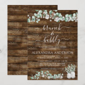 Eucalyptus rustiek hout brunch & bubble verlichtin kaart (Voorkant / Achterkant)