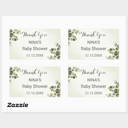 Eucalyptus rustieke bladeren budget dank u ronde rechthoekige sticker (Vel)