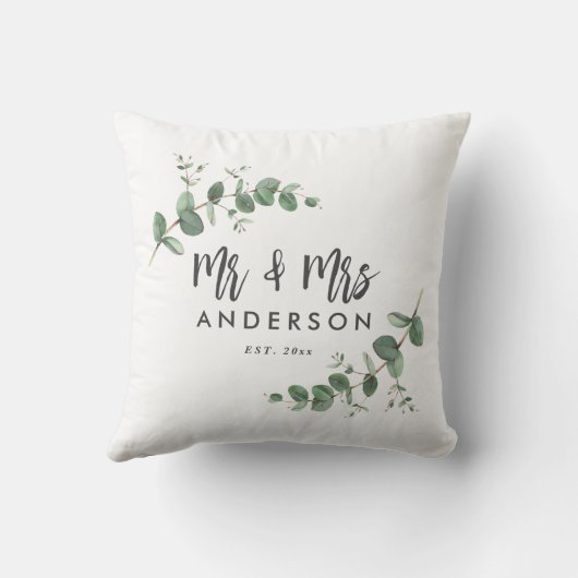 Eucalyptus rustieke eenvoudige moderne mr en mrs c kussen (Achterkant)