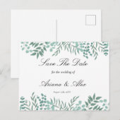 Eucalyptus rustieke groen bruiloft save the date briefkaart (Voorkant / Achterkant)