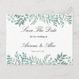 Eucalyptus rustieke groen bruiloft save the date briefkaart