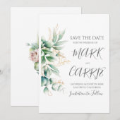 Eucalyptus Rustieke Groene Huwelijk Save The Date (Voorkant / Achterkant)
