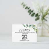 Eucalyptus Rustieke Groene Huwelijks QR Code Informatiekaartje (Staand voorkant)