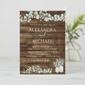 Eucalyptus rustieke hout bruiloft verlichting pot kaart (Staand voorkant)