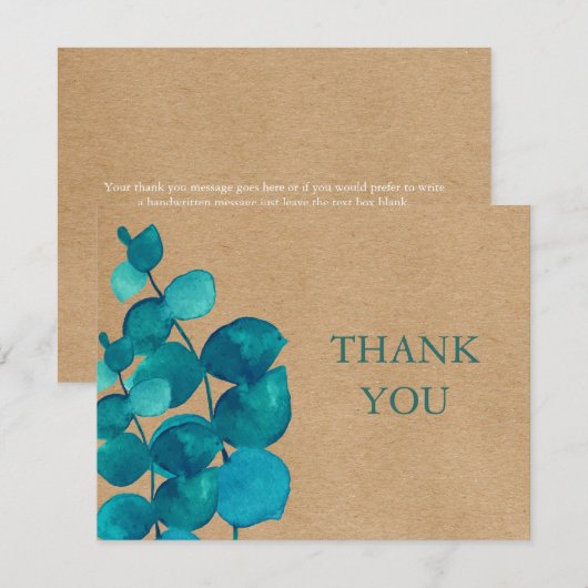 Eucalyptus rustieke Kraft Business Bedankkaart (Voorkant / Achterkant)