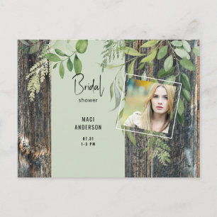 Eucalyptus rustieke salie foto Vrijgezellenfeest Uitnodiging Briefkaart