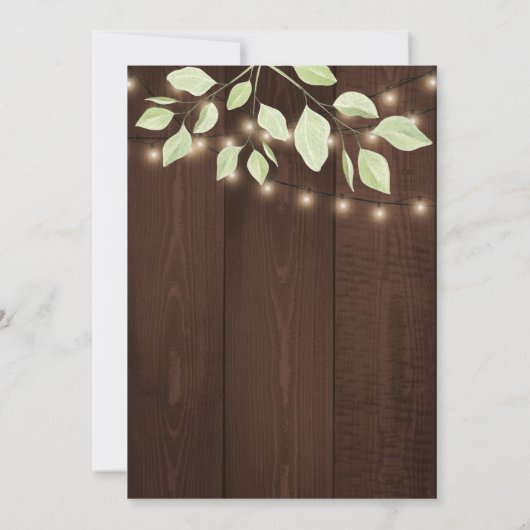 Eucalyptus rustige landelijke houtlampen bruiloft kaart (Achterkant)