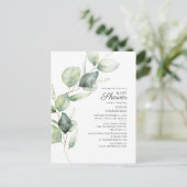 Eucalyptus Rustisch Succulent Botanisch Baby showe Uitnodiging Briefkaart (Staand voorkant)