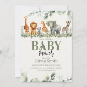 eucalyptus safari animals-baby shower kaart (Voorkant)