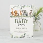 eucalyptus safari animals-baby shower kaart (Staand voorkant)