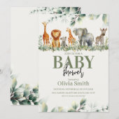 eucalyptus safari animals-baby shower kaart (Voorkant / Achterkant)