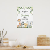 Eucalyptus Safari Animals Baby shower Welkomstbord Poster (Keuken)
