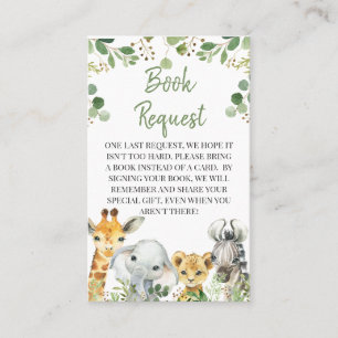 Eucalyptus Safari Baby shower Book Request Insert Visitekaartje