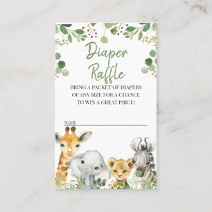 Eucalyptus Safari Baby shower Diaper Raffle Insert Visitekaartje