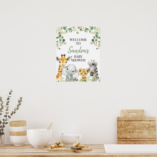 Eucalyptus Safari Baby shower Welkomstteken Poster (Keuken)