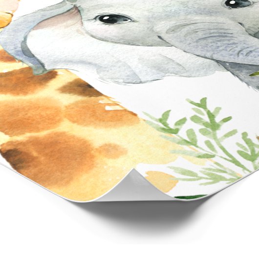 Eucalyptus Safari Baby shower Welkomstteken Poster (Hoek)
