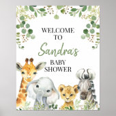 Eucalyptus Safari Baby shower Welkomstteken Poster (Voorkant)