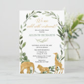 Eucalyptus safari genderneutraal baby shower kaart (Staand voorkant)