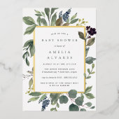 Eucalyptus & Sage-Baby shower Folie Uitnodiging (Voorkant)