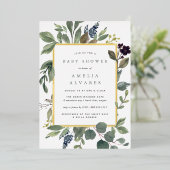 Eucalyptus & Sage-Baby shower Folie Uitnodiging (Staand Voorkant)