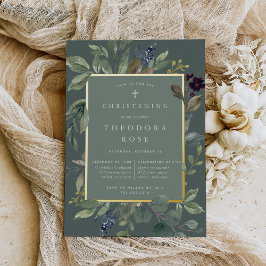 Eucalyptus & Sage Baptism of Christening Folie Uitnodiging