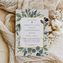 Eucalyptus & Sage Baptism of Christening Folie Uitnodiging