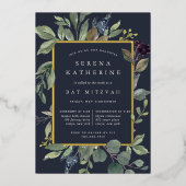Eucalyptus & Sage Bat Mitzvah Folie Uitnodiging (Voorkant)