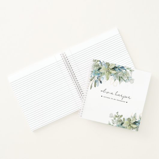 Eucalyptus Sage Blue Letters voor Mijn dochtergehe Notitieboek (Binnen)