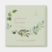 Eucalyptus Sage Bruiloftsplein Bewaar de datum Magneet (Voorkant)