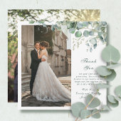 Eucalyptus Sage Emerald Script Wedding Dank u Kaart