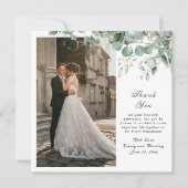 Eucalyptus Sage Emerald Script Wedding Dank u Kaart (Voorkant)