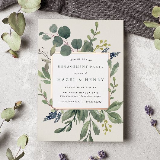 Eucalyptus & Sage Engagement Party Folie Uitnodiging
