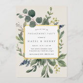 Eucalyptus & Sage Engagement Party Folie Uitnodiging (Voorkant)