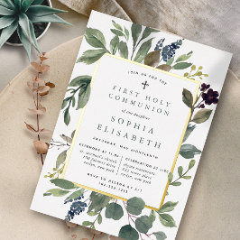 Eucalyptus & Sage First Heilige Communie Folie Uitnodiging