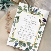 Eucalyptus & Sage First Heilige Communie Folie Uitnodiging