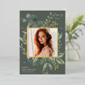 Eucalyptus & Sage Folie Afstudeeruitnodiging Uitnodiging (Staand Voorkant)