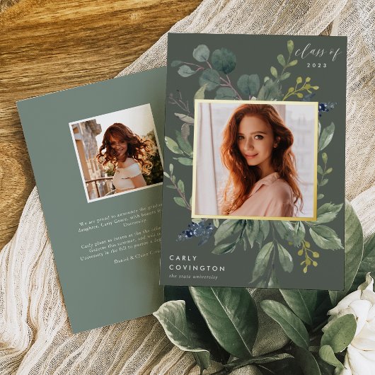 Eucalyptus & Sage Folie Afstudeeruitnodiging Uitnodiging