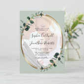 Eucalyptus Sage Foto Gold Metallic Weddenschap Kaart (Staand voorkant)