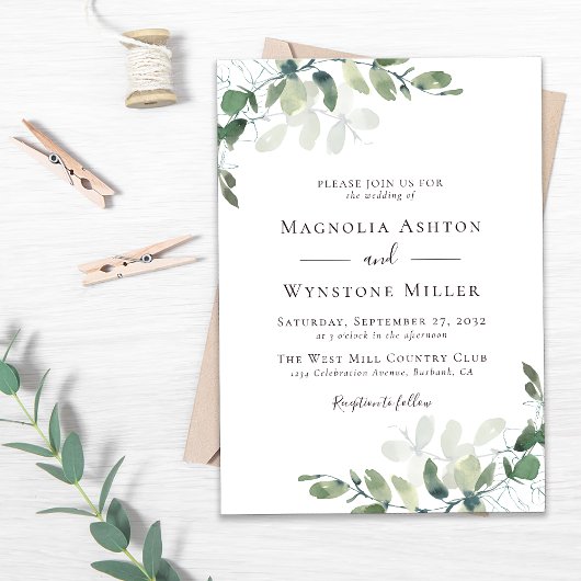 Eucalyptus Sage Green All-in-One Weddenschap Kaart