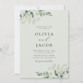 Eucalyptus Sage Green All-in-One Weddenschap Kaart (Voorkant)