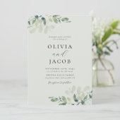 Eucalyptus Sage Green All-in-One Weddenschap Kaart (Staand voorkant)