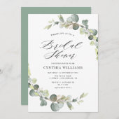 eucalyptus sage green bridal - doucheuitnodiging kaart (Voorkant / Achterkant)
