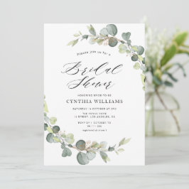 eucalyptus sage green bridal - doucheuitnodiging kaart