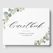 eucalyptus sage green bruiloft guestbook gastenboek (Voorkant)