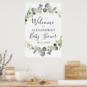 Eucalyptus Sage Green Floral Baby Shower Poster (Keuken)