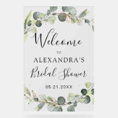 Eucalyptus Sage Green Floral Vrijgezellenfeest Acryl Bord (Voorkant)