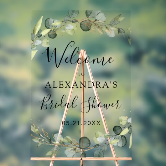 Eucalyptus Sage Green Floral Vrijgezellenfeest Acryl Bord (Neutraal)