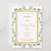 EUCALYPTUS SAGE GREEN GOLD BIRTHDAY INVITATIE KAART (Voorkant)