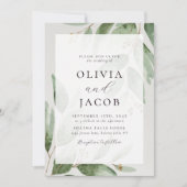 Eucalyptus Sage Green Gold Wedding Kaart (Voorkant)