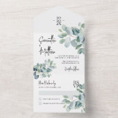 Eucalyptus Sage Green Lente Zomer Huwelijk All In One Uitnodiging (Binnen)